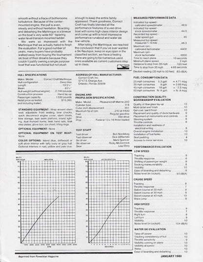 Correct Craft Martinique Powerboat Magazine Reprint Brochure