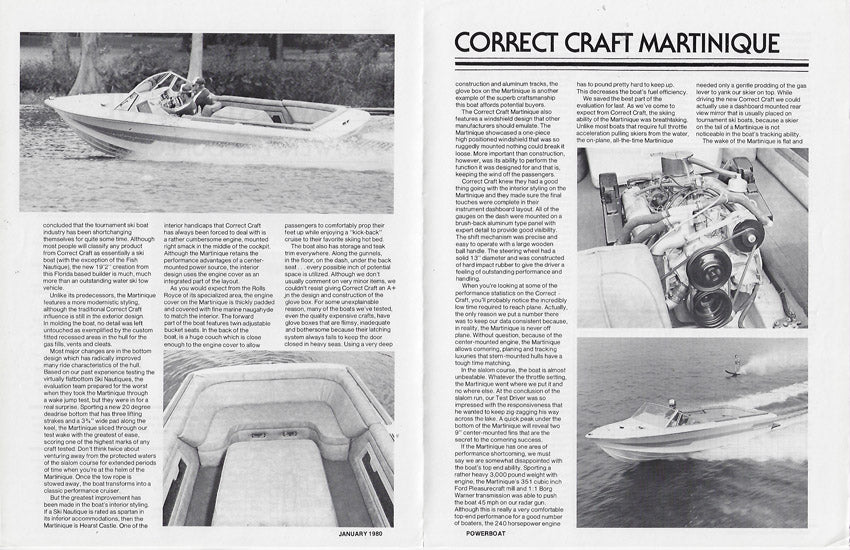 Correct Craft Martinique Powerboat Magazine Reprint Brochure