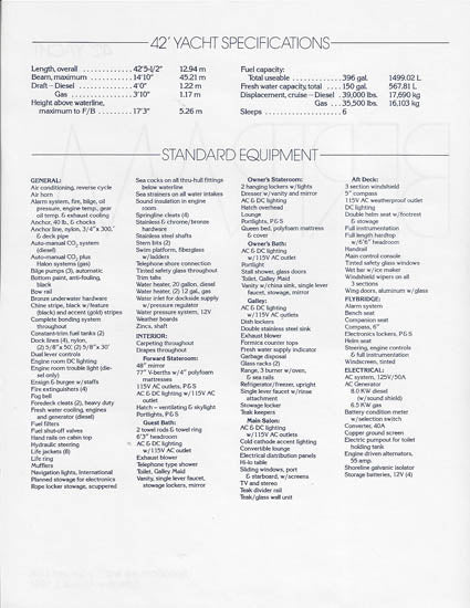 Bertram 42 Yacht Specification Brochure