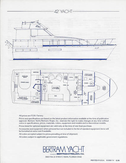 Bertram 42 Yacht Specification Brochure
