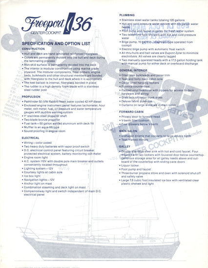 Islander Freeport 36 Center Cockpit Specification Brochure