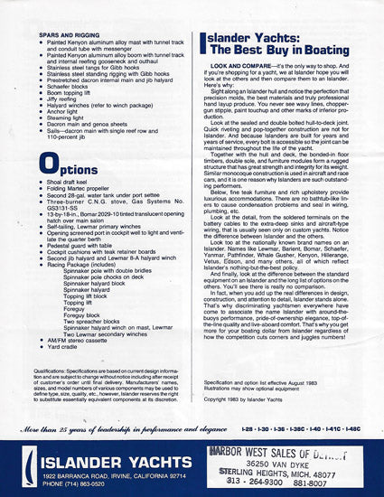 Islander 30 Specification Brochure
