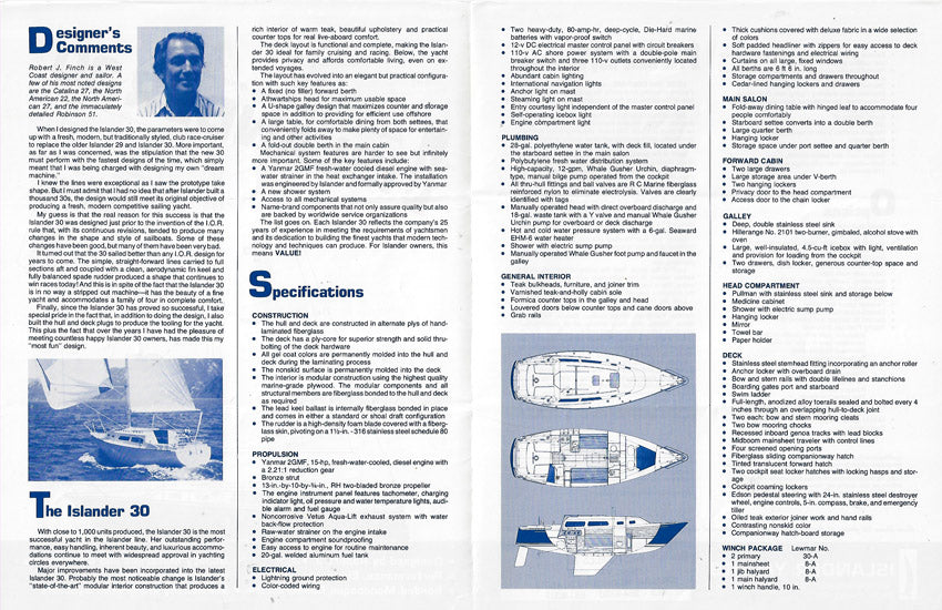 Islander 30 Specification Brochure