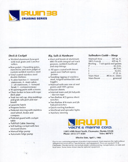 Irwin 38 Brochure