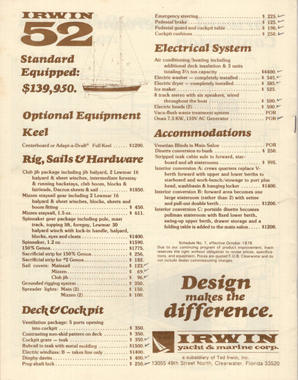 Irwin 52 Brochure