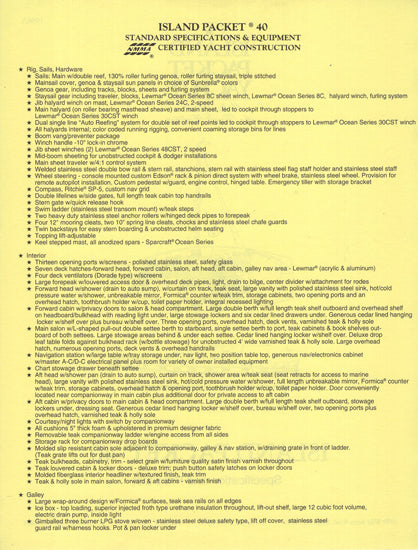 Island Packet 40 Specification Brochure