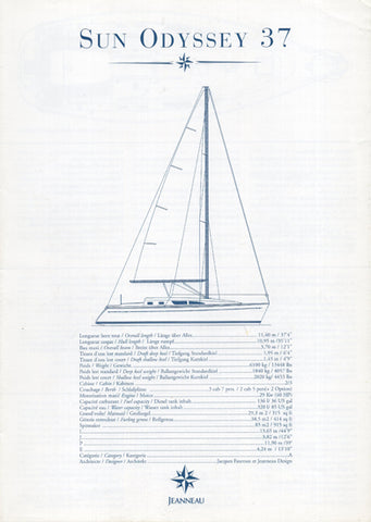 Jeanneau Sun Odyssey 37 Specification Brochure