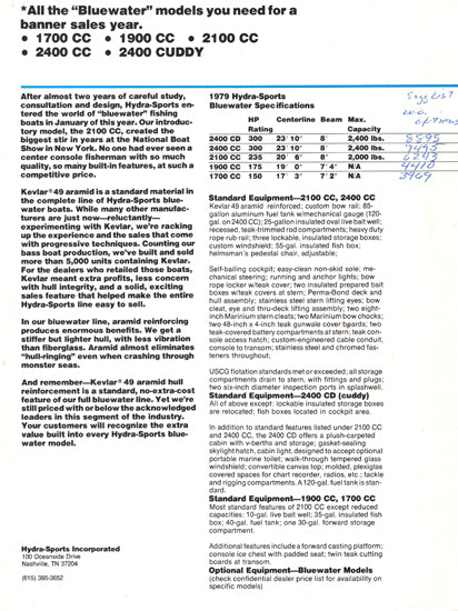 Hydra Sports 1979 Saltwater Brochure
