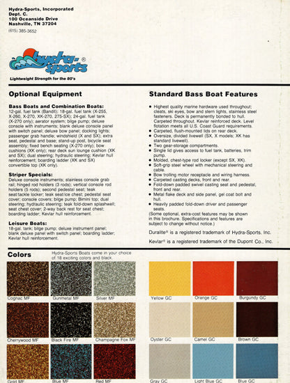 Hydra Sports 1980 Freshwater Brochure