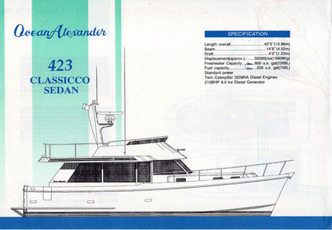 Ocean Alexander Classicco 423 Sedan Specification Brochure