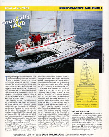 Dragonfly 1000 Swing Wing Sailing World Magazine Reprint