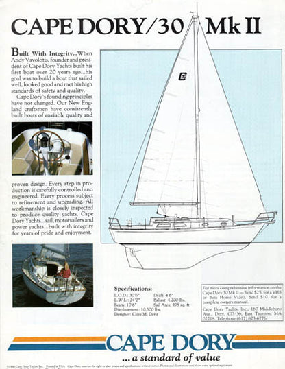 Cape Dory 30 Mark II Brochure