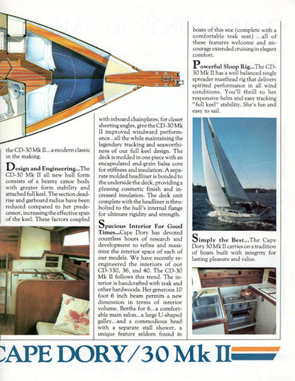 Cape Dory 30 Mark II Brochure