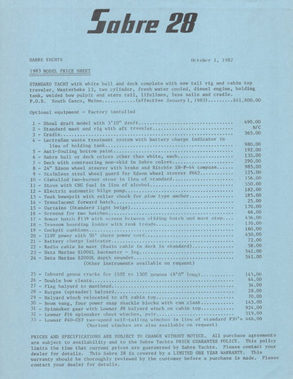 Sabre 28 Brochure