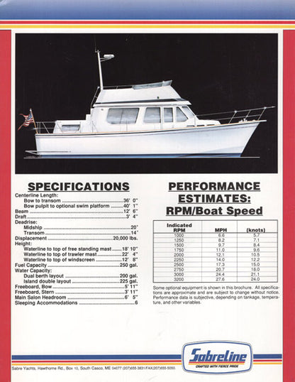 Sabreline 36 Motor Yacht Brochure