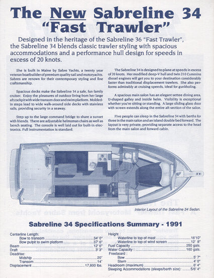 Sabreline 34 Specification Brochure