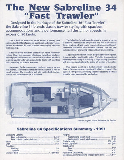 Sabreline 34 Specification Brochure