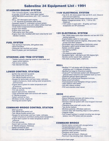 Sabreline 34 Specification Brochure