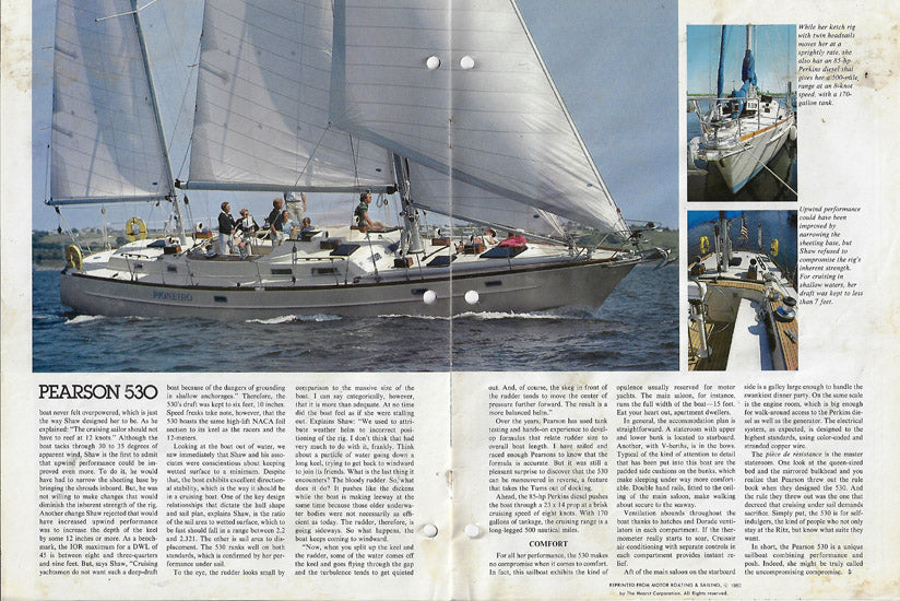 Pearson 530 Motorboating & Sailing Magazine Reprint Brochure