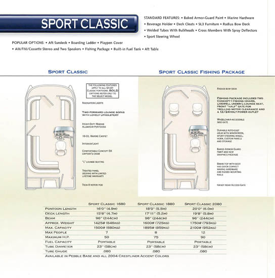 Crestliner 2004 Pontoon Brochure SailInfo I