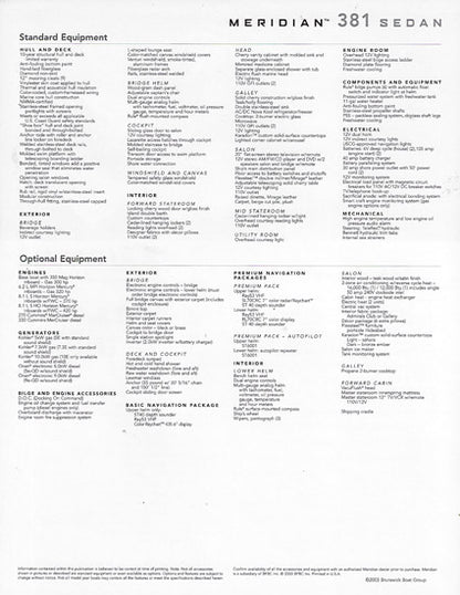 Meridian 381 Sedan Brochure