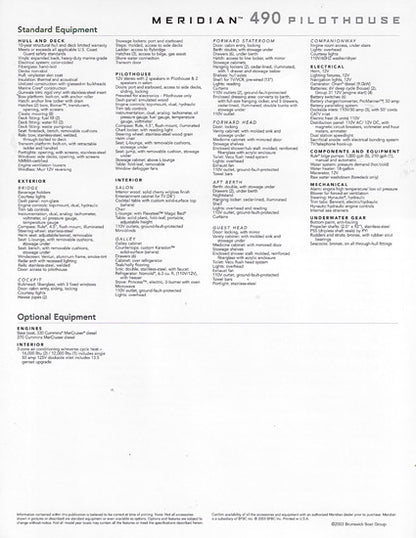Meridian 490 Pilothouse Brochure