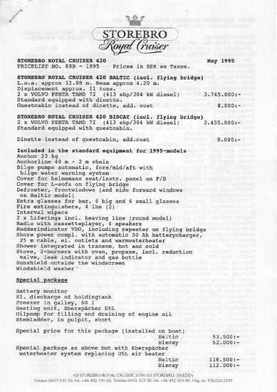 Storebro Royal Cruiser 420 Biscay / Baltic Brochure