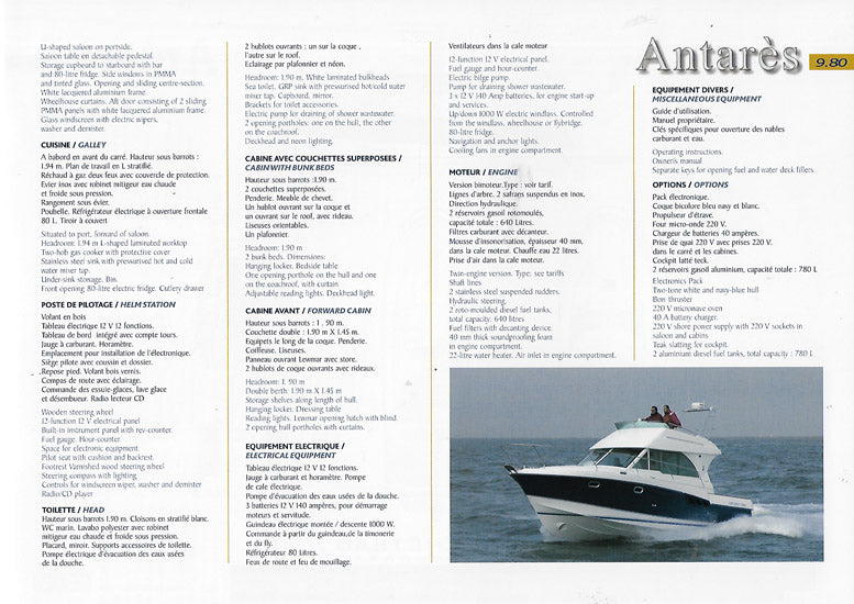 Beneteau Antares 9.80 Specification Brochure
