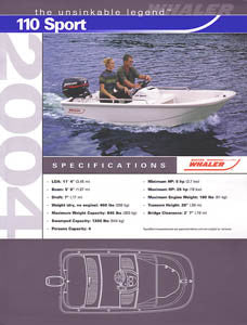 Boston Whaler 110 Sport Specification Brochure