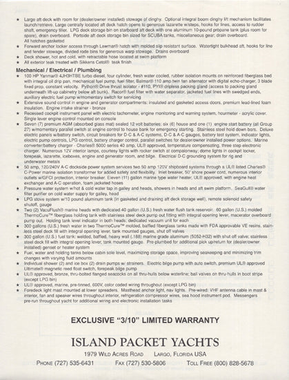 Island Packet 485 Specification Brochure