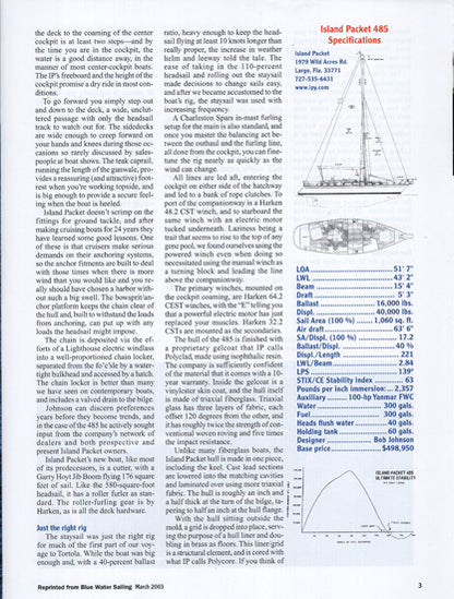 Island Packet 485 Blue Water Sailing Magazine Reprint Brochure