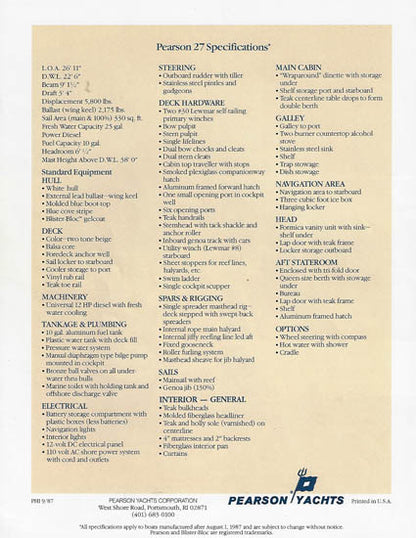 Pearson 27 Brochure