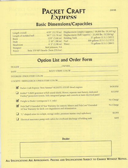 Packet Craft 360 Express Specification Brochure