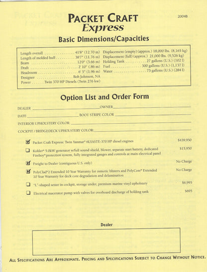 Packet Craft 360 Express Specification Brochure