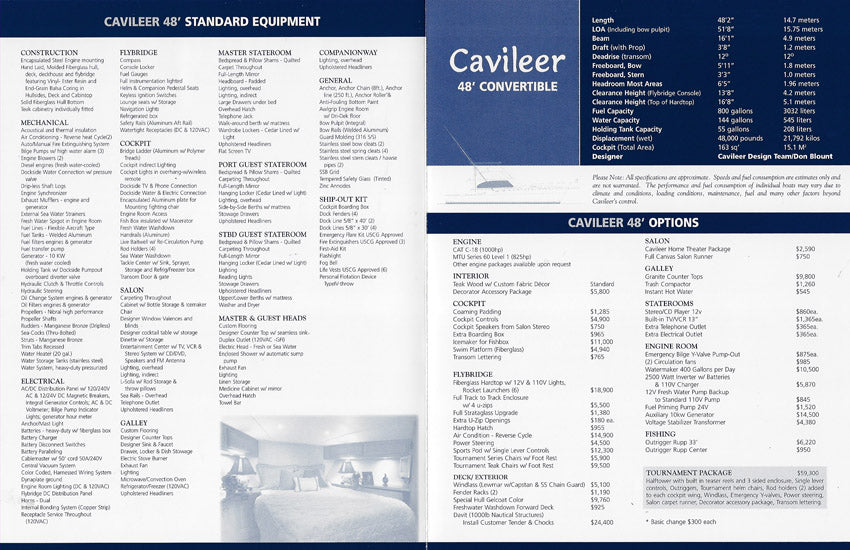 Cavileer 48 Specification Brochure