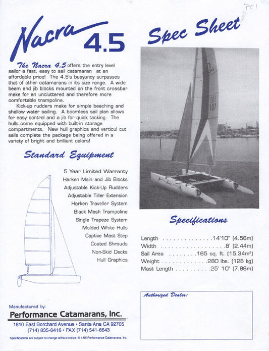 Nacra 4.5 Specification Brochure