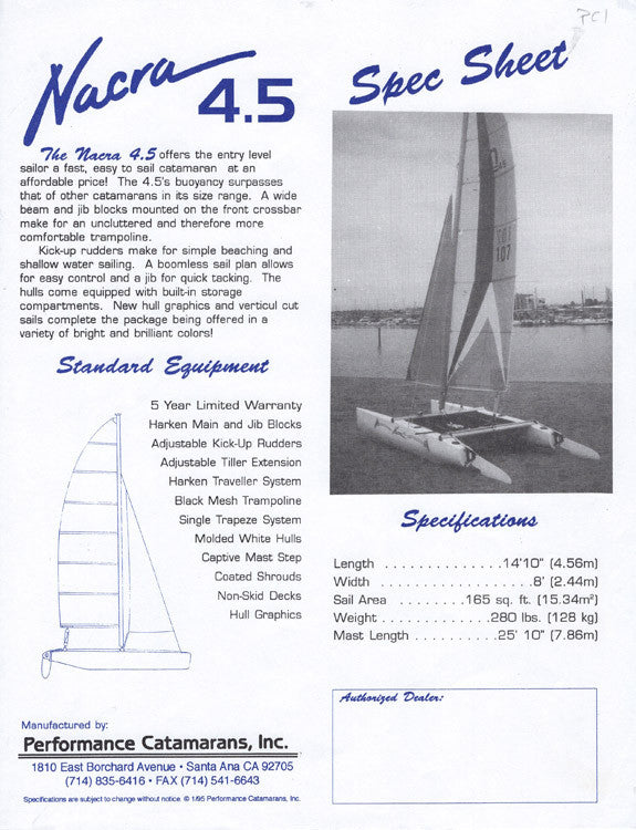 Nacra 4.5 Specification Brochure