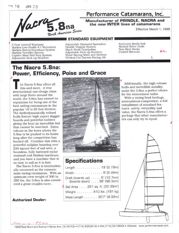 Nacra 5.8na Specification Brochure SailInfo I