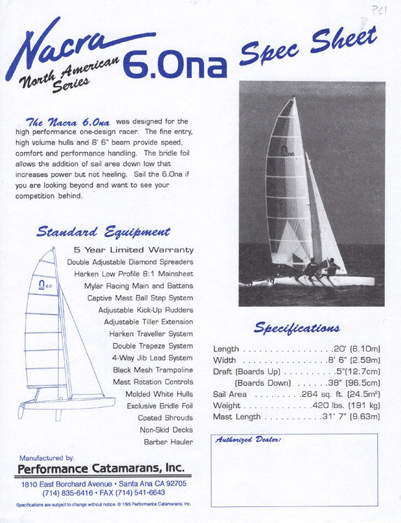 Nacra 6.0na Specification Brochure SailInfo I