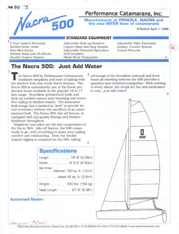 Nacra 500 & 570 Specification Brochure