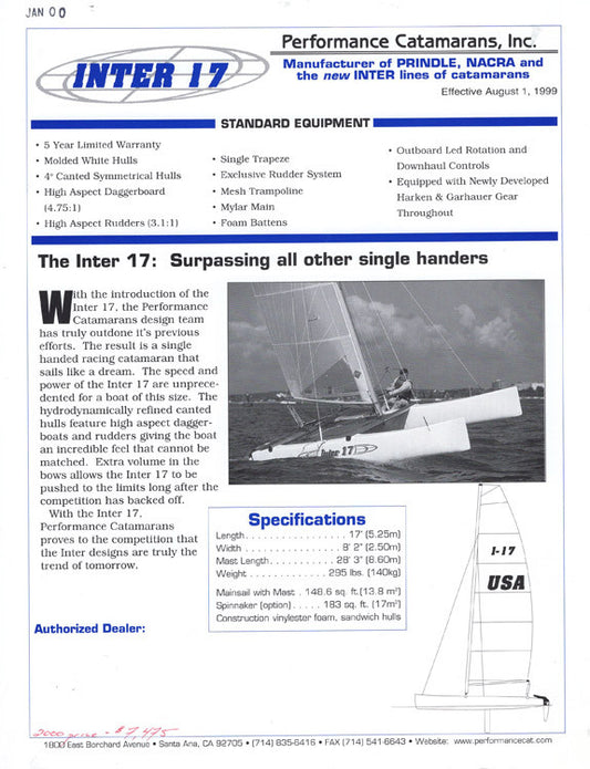 Nacra Inter 17 Specification Brochure