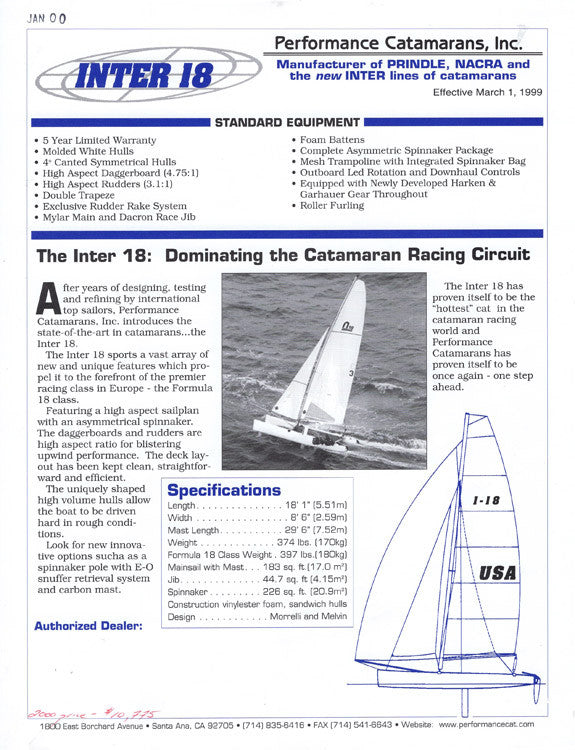 Nacra Inter 18 Specification Brochure
