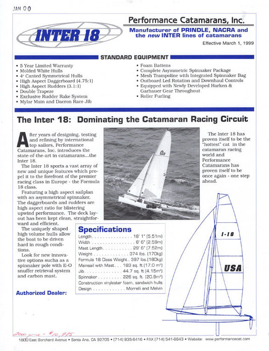 Nacra Inter 18 Specification Brochure