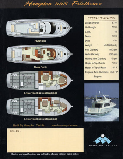 Hampton 558 Pilothouse Motor Yacht Brochure
