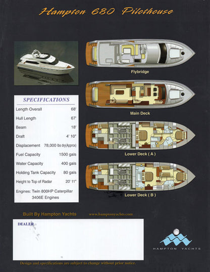 Hampton 680 Pilothouse Motor Yacht Brochure