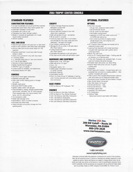 Bayliner Trophy 2503 Center Console Brochure