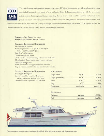 Grand Banks Aleutian 64 Brochure