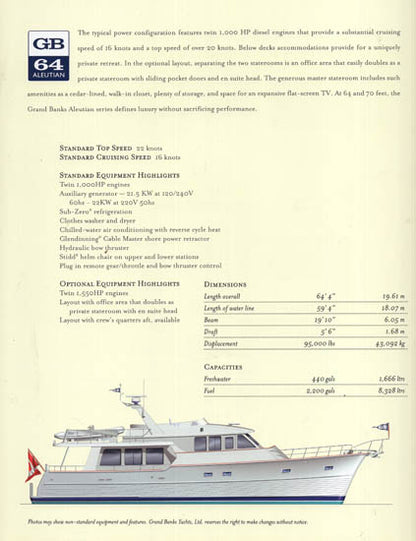 Grand Banks Aleutian 64 Brochure