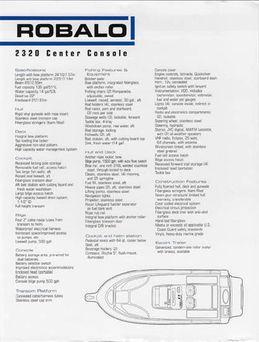 Robalo 2320 Center Console Specification Brochure