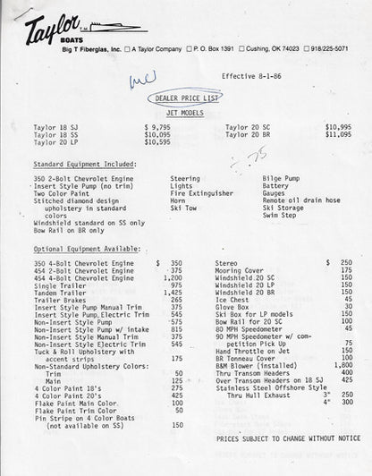 Taylor 1980s Brochure